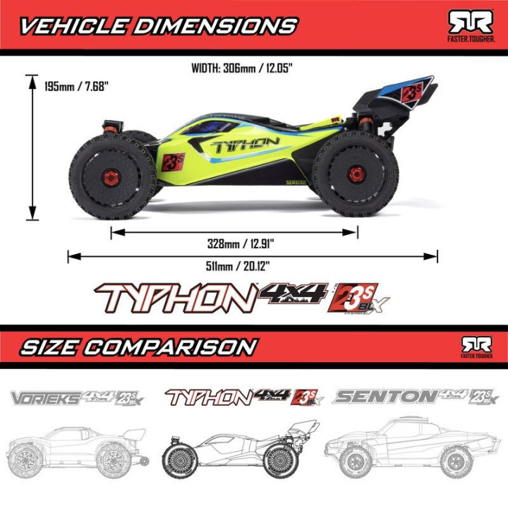 Arrma Verde Typhon 223S 1/8 4X4 Brushless RTR Buggy