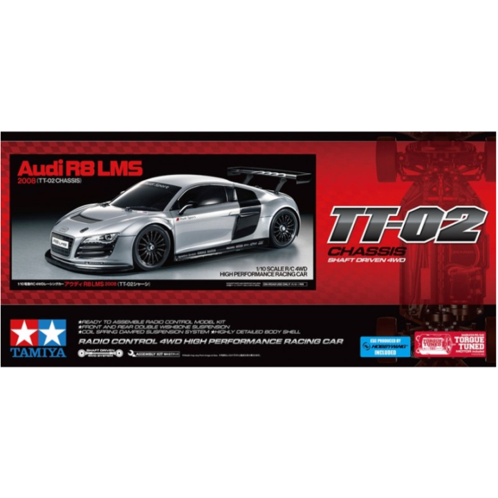 Tamiya TT-02 Audi R8 LMS 2008 1/10 RC – Coche Touring 4WD Eléctrico