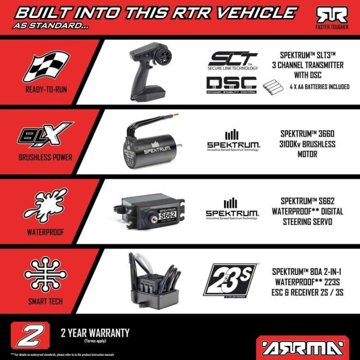 Arrma Rojo Typhon 223S DSC 1/8 4X4 Brushless RTR Buggy
