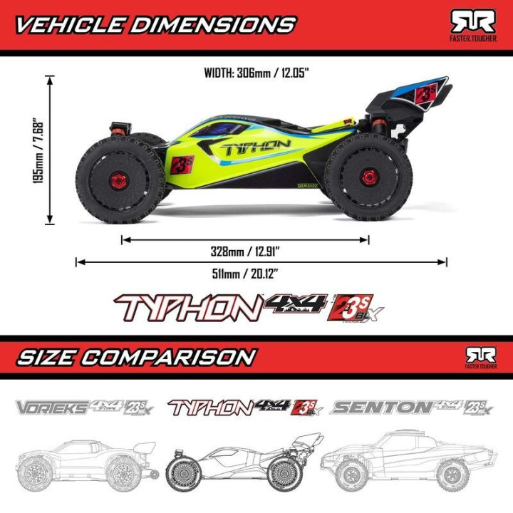 Arrma Azul Typhon 223S DSC 1/8 4X4 Brushless RTR Buggy