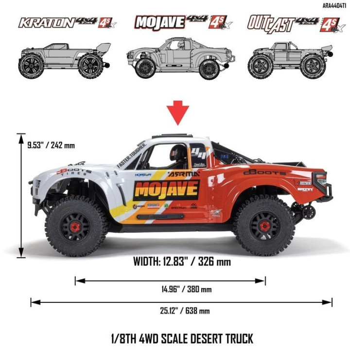 Arrma Mojave 4S BLX 1/8 4WD Desert Truck RTR Blanco