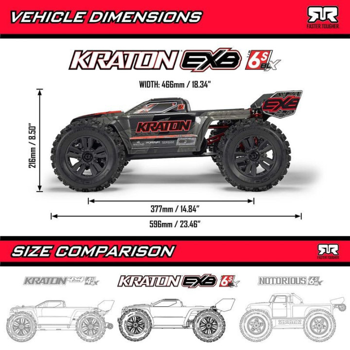 Arrma Kraton 6S EXB 4X4 BLX Brushless Speed Truck Negro