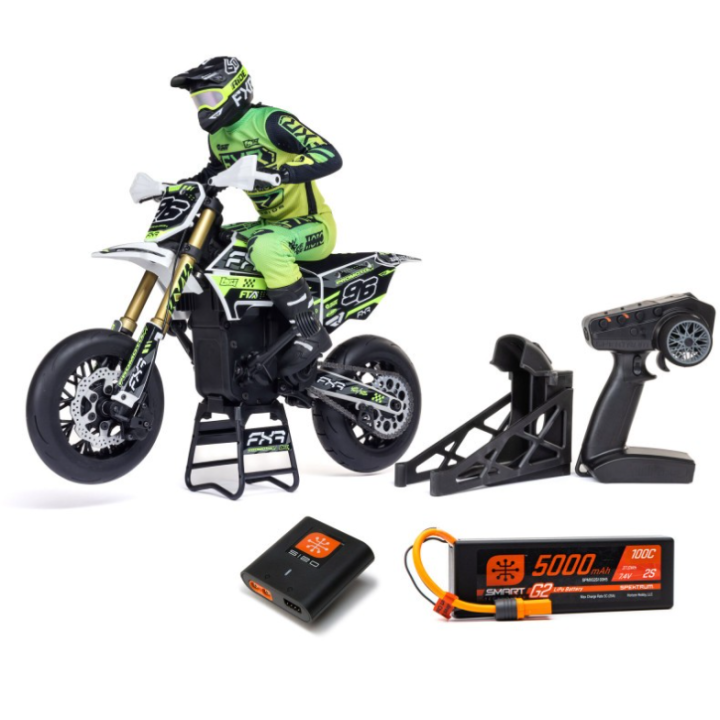 Losi Promoto-SM FXR 1/4 Supermoto RC Motorcycle Blanco Completo