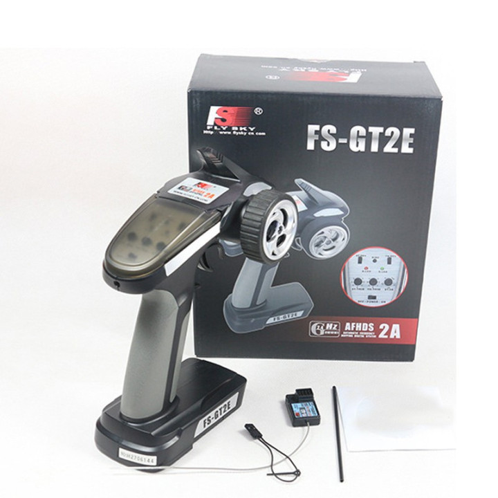 Fly Sky GT2E 2.4GHz - Transmisor RC 2 Canales para Coches y Mini Vehículos
