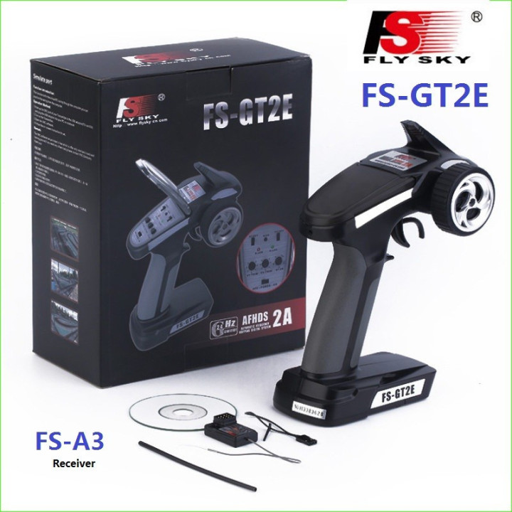 Fly Sky GT2E 2.4GHz - Transmisor RC 2 Canales para Coches y Mini Vehículos