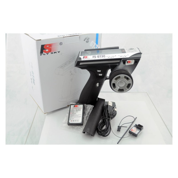 Fly Sky GT3C 2.4GHz Plata - Transmisor RC 3 Canales con Receptor