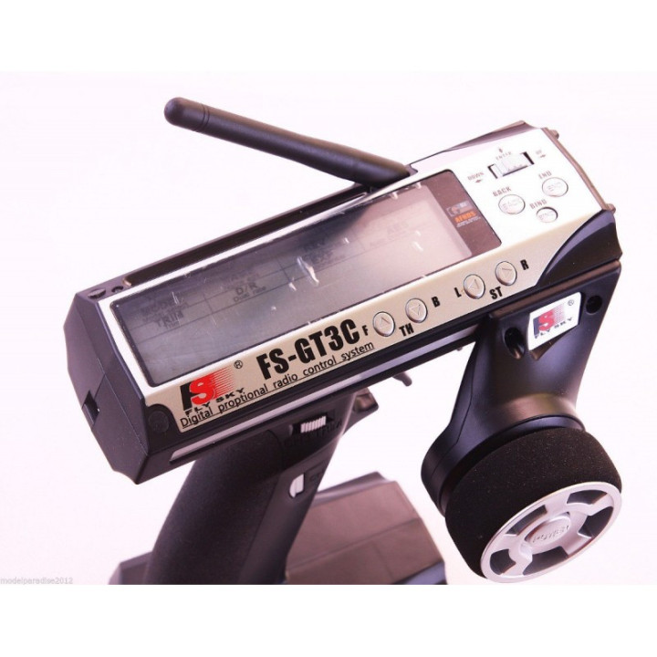 Fly Sky GT3C 2.4GHz Plata - Transmisor RC 3 Canales con Receptor