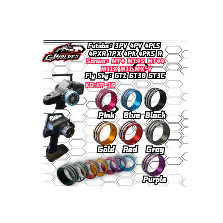 GWolves Volante Aluminio Negro - Accesorio Profesional para Emisoras Futaba y FlySky