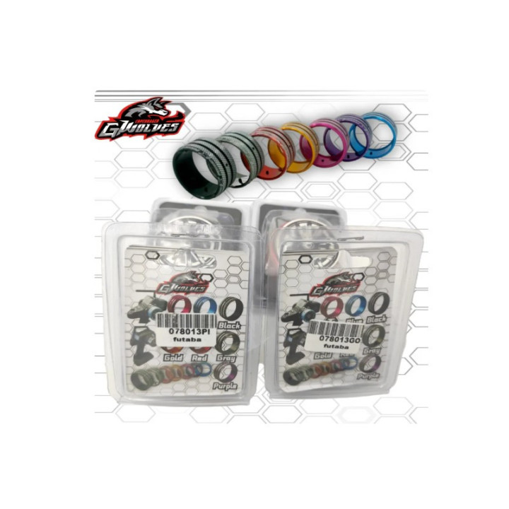 GWolves Volante Aluminio Negro - Accesorio Profesional para Emisoras Futaba y FlySky