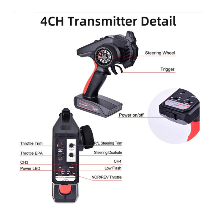 AUSTAR AX6S 2.4G 4CH Radio Control System - Transmisor y Receptor para RC