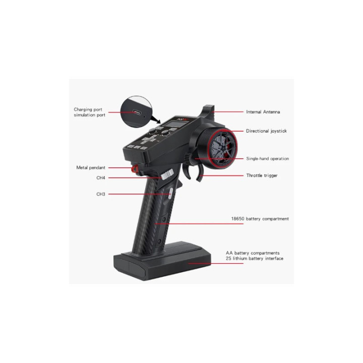 HOT-RC CT-6A 2.4 GHz 6CH (F06A RX) - Transmisor y Receptor para Modelismo RC