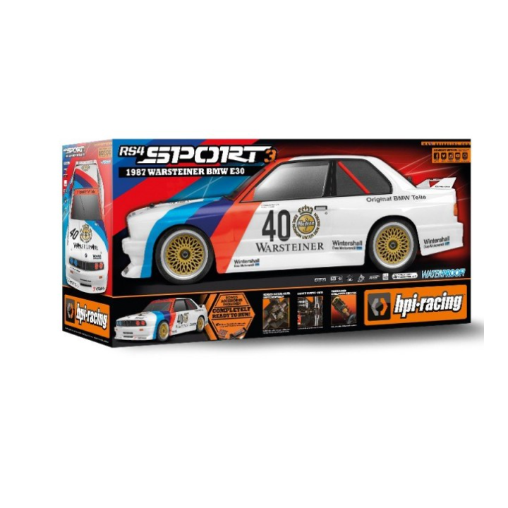 HPI RS4 Sport 3 BMW E30 Warsteiner 1/10 Drift RTR 4WD – Coche RC