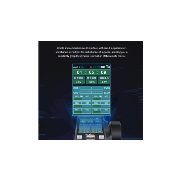 HOT-RC CT-8A 2.4 GHz 8CH (F08A RX) - Transmisor y Receptor para Modelismo RC