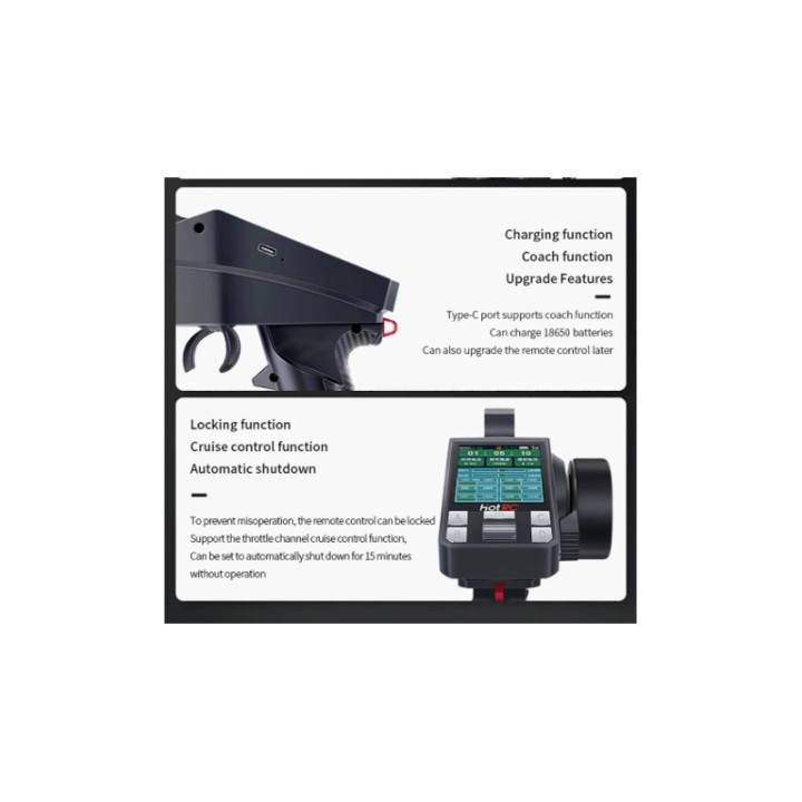 HOT-RC CT-8A 2.4 GHz 8CH (F08A RX) - Transmisor y Receptor para Modelismo RC