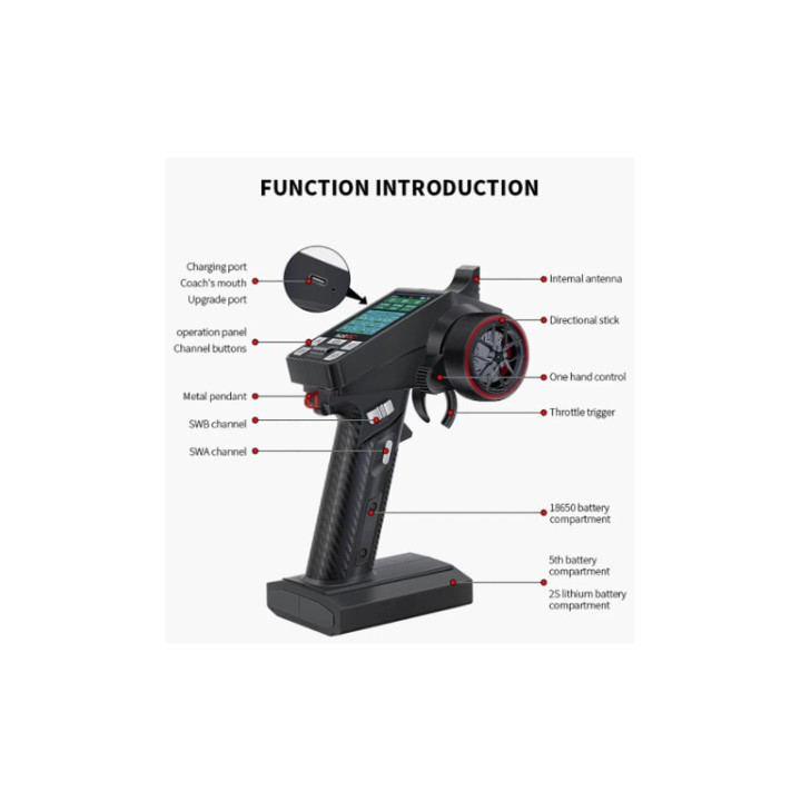 HOT-RC CT-8A 2.4 GHz 8CH (F08A RX) - Transmisor y Receptor para Modelismo RC