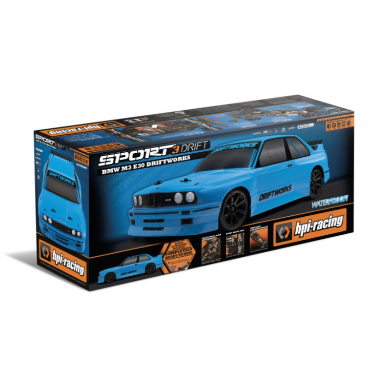 HPI RS4 Sport 3 Drift BMW E30 Driftworks 1/10 RTR – Coche RC Drift 4WD