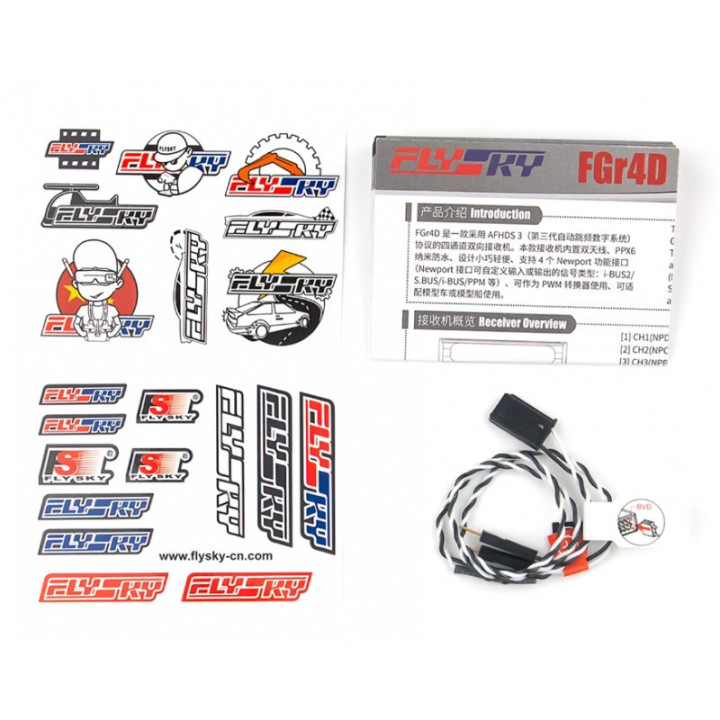 Flysky FGR4D Receptor 4 Canales 2.4GHz AFHDS 3A Sin Antena