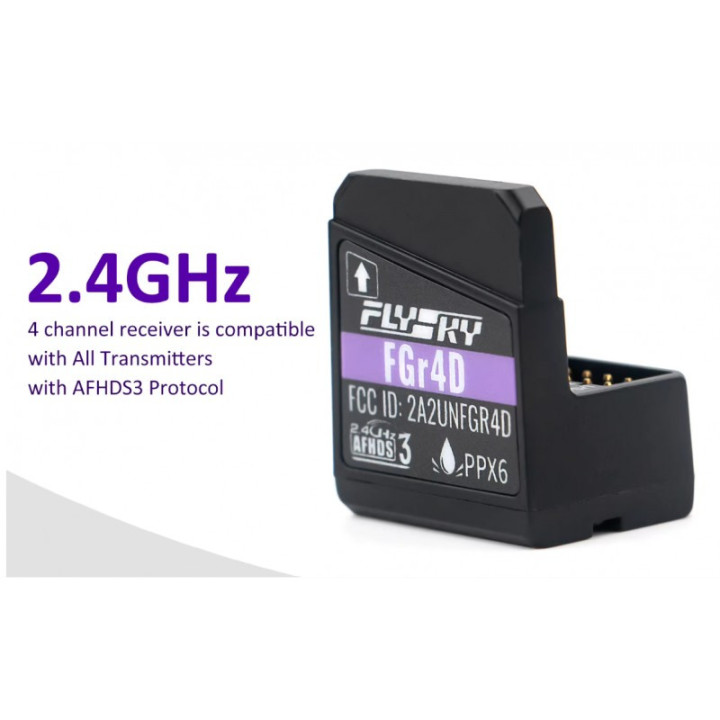 Flysky FGR4D Receptor 4 Canales 2.4GHz AFHDS 3A Sin Antena